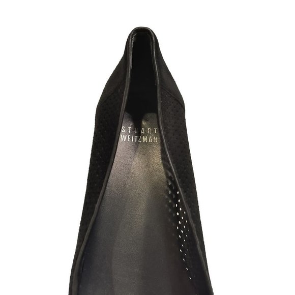 Stuart Weitzman Women Kitten Heel Pump Black suede Squared Toe 8.5M‎ - Picture 10 of 14